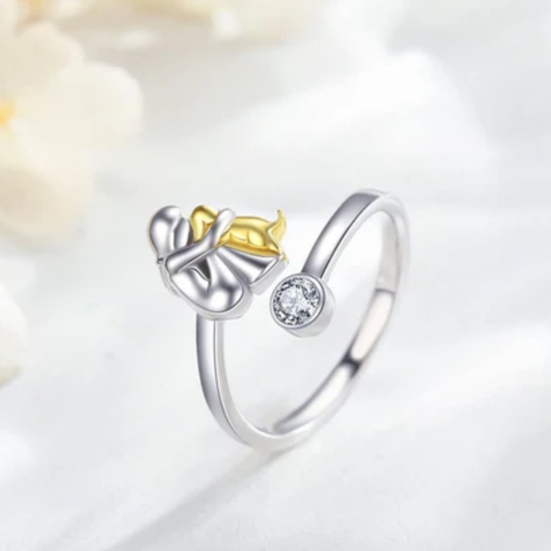 Women's Dog Ring with Synthetic Zirconia & K Plating